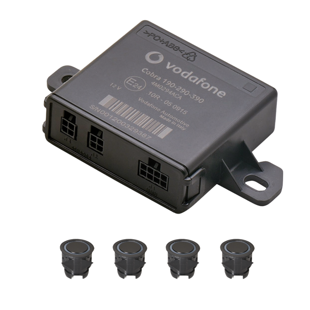 Imagen con fondo trasnparente con modulo y sensores de aparcamiento Vodafone Automotive